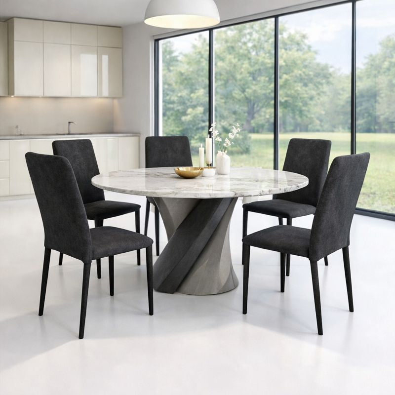 Sedia Delizia in tessuto antimacchia grigio impilabile