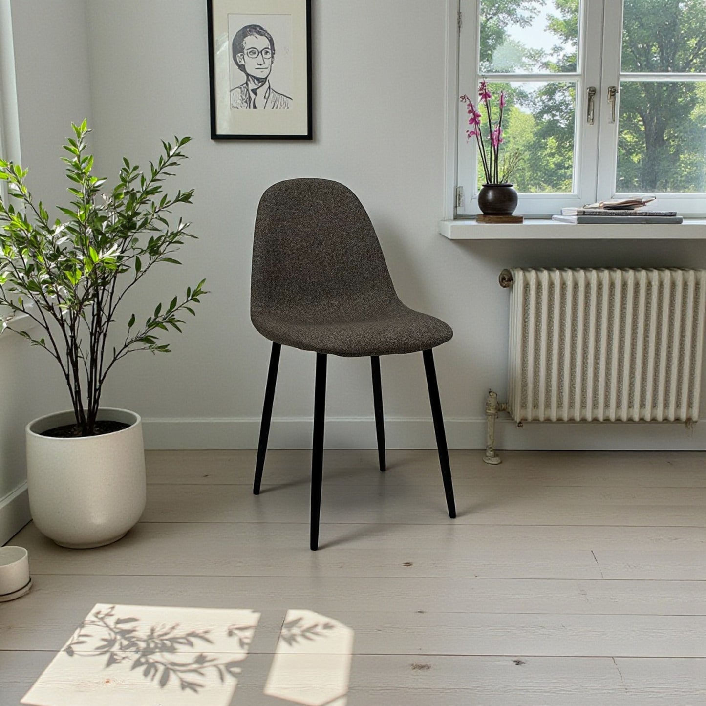 Sedia Lunaris marrone in tweed