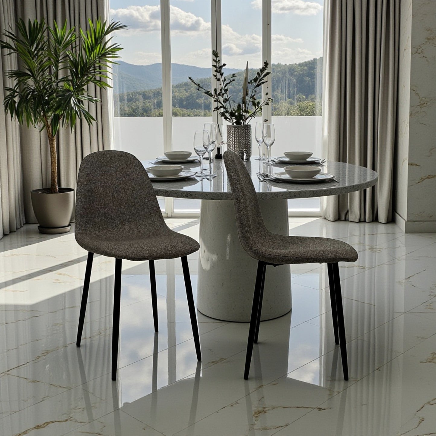 Sedia Lunaris marrone in tweed