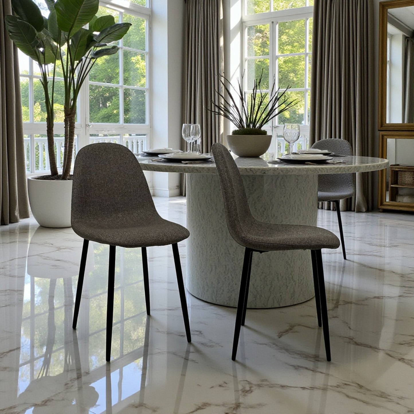 Sedia Lunaris marrone in tweed