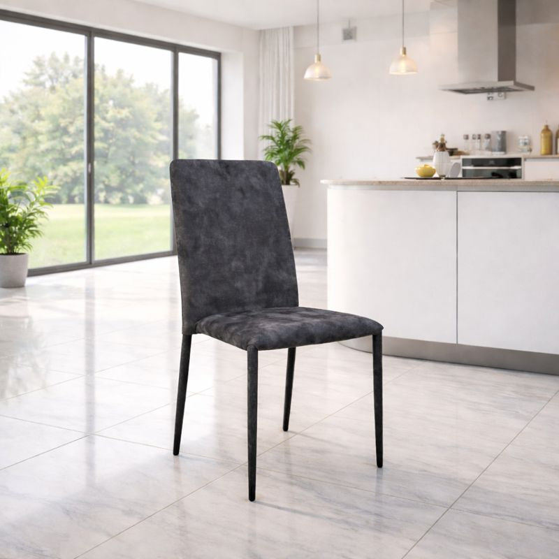 Sedia Armonia in tessuto grigio vintage impilabile