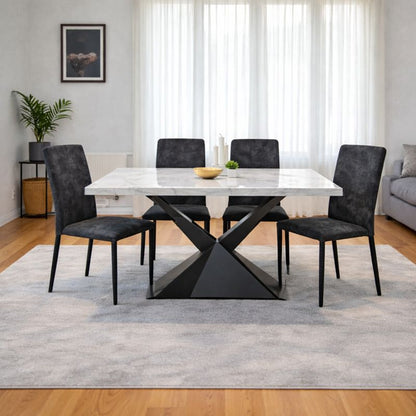 Sedia Armonia in tessuto grigio vintage impilabile