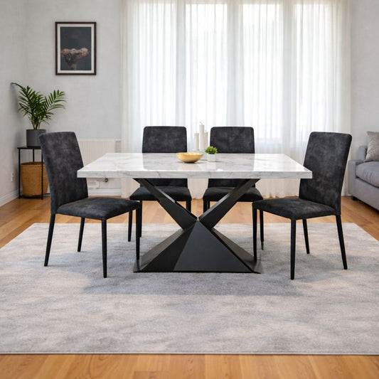 Sedia Armonia in tessuto grigio vintage impilabile